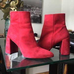 Red Suede Ankle Boots